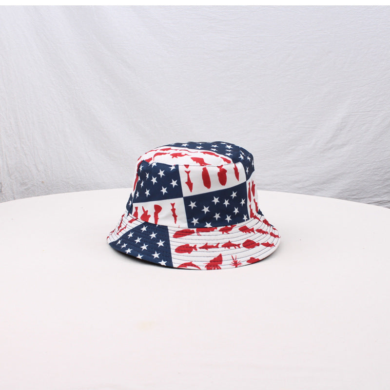 Wholesale Dollar graffiti fisherman hat double-sided foldable basin hat