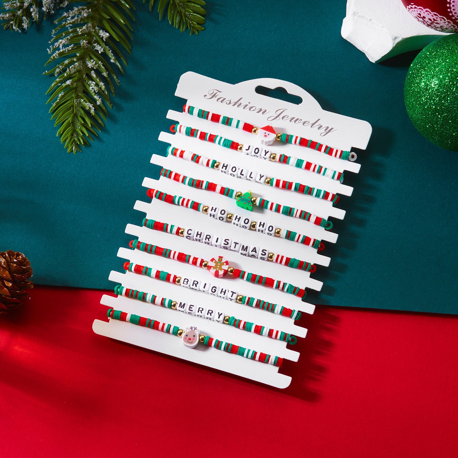 Wholesale Christmas Multi-layer Soft Ceramic Elk Bracelet Set