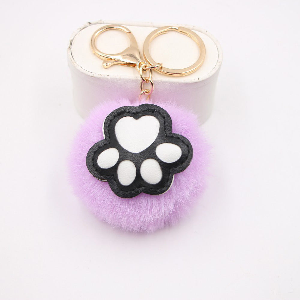 Wholesale Cute Cat Paw Pom Pom Keychains ACC-KC-Zuge006