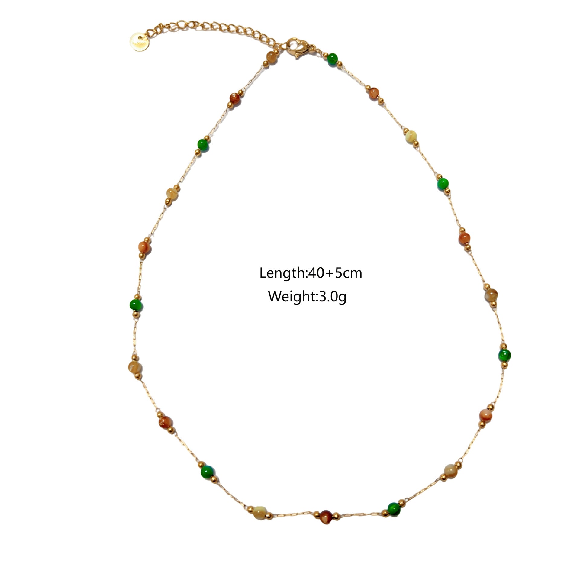 Wholesale Stainless Steel Colorful Natural Stone Beaded Necklace