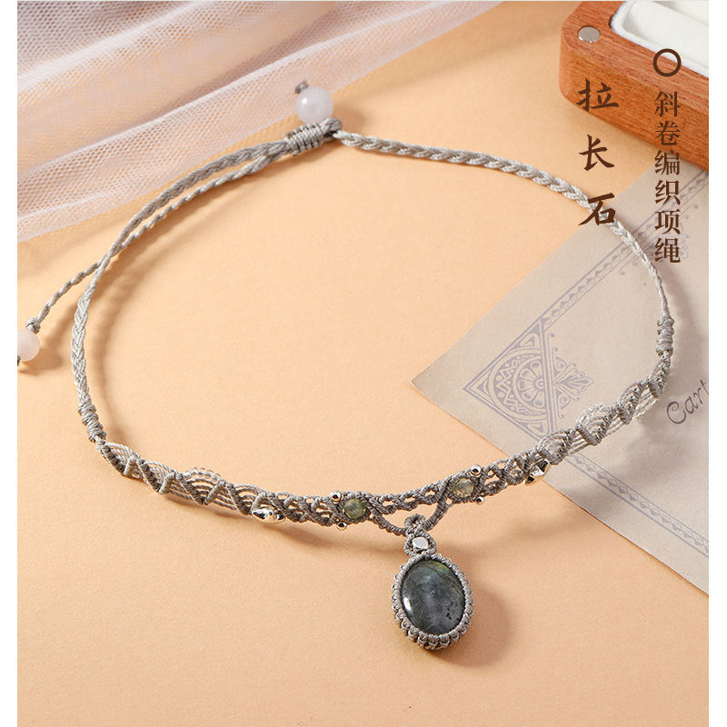 Wholesale Handmade Labradorite Stone Wrap Bracelet Necklace Set Anniversary Gift Jewelry Accessory