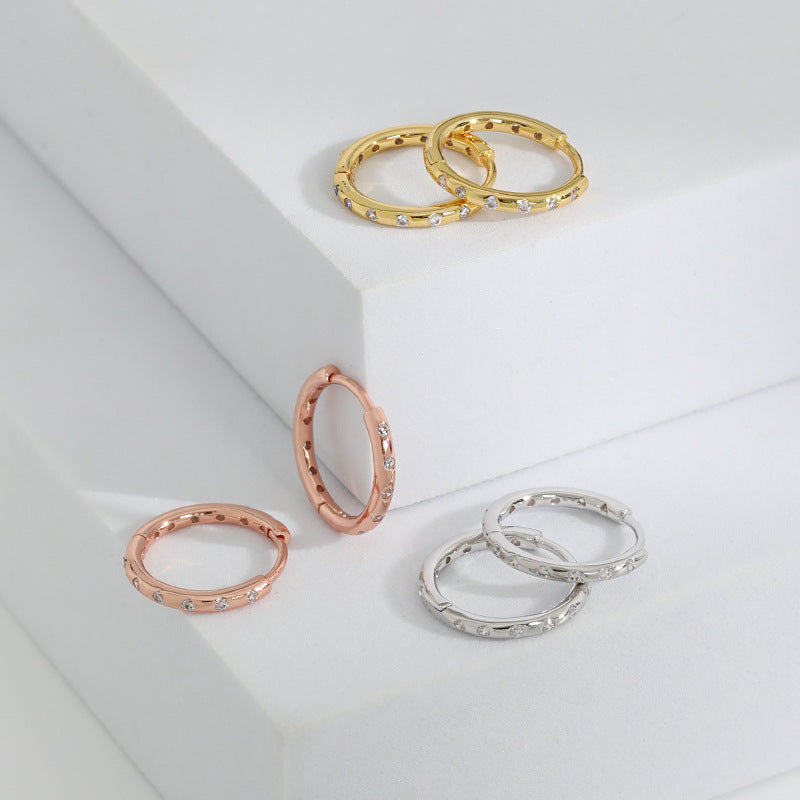 Wholesale  Diamond Ring Earrings  Rose Gold Folded Earrings