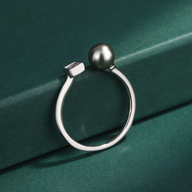 Wholesale S925 Sterling Silver Zircon Opening Adjustable Freshwater Pearl  Ring