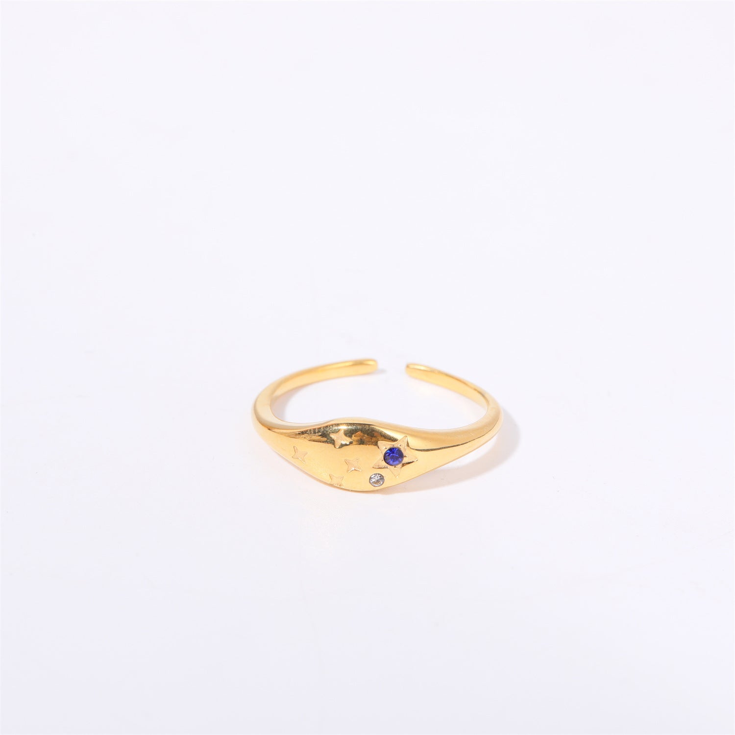 Wholesale 18k Gold Plated Star Zircon Titanium Steel Zodiac Sign Ring