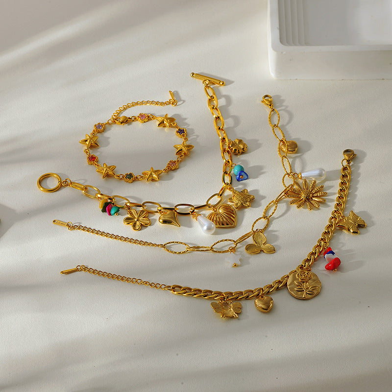 Wholesale  Flower Heart Stainless Steel Bracelet