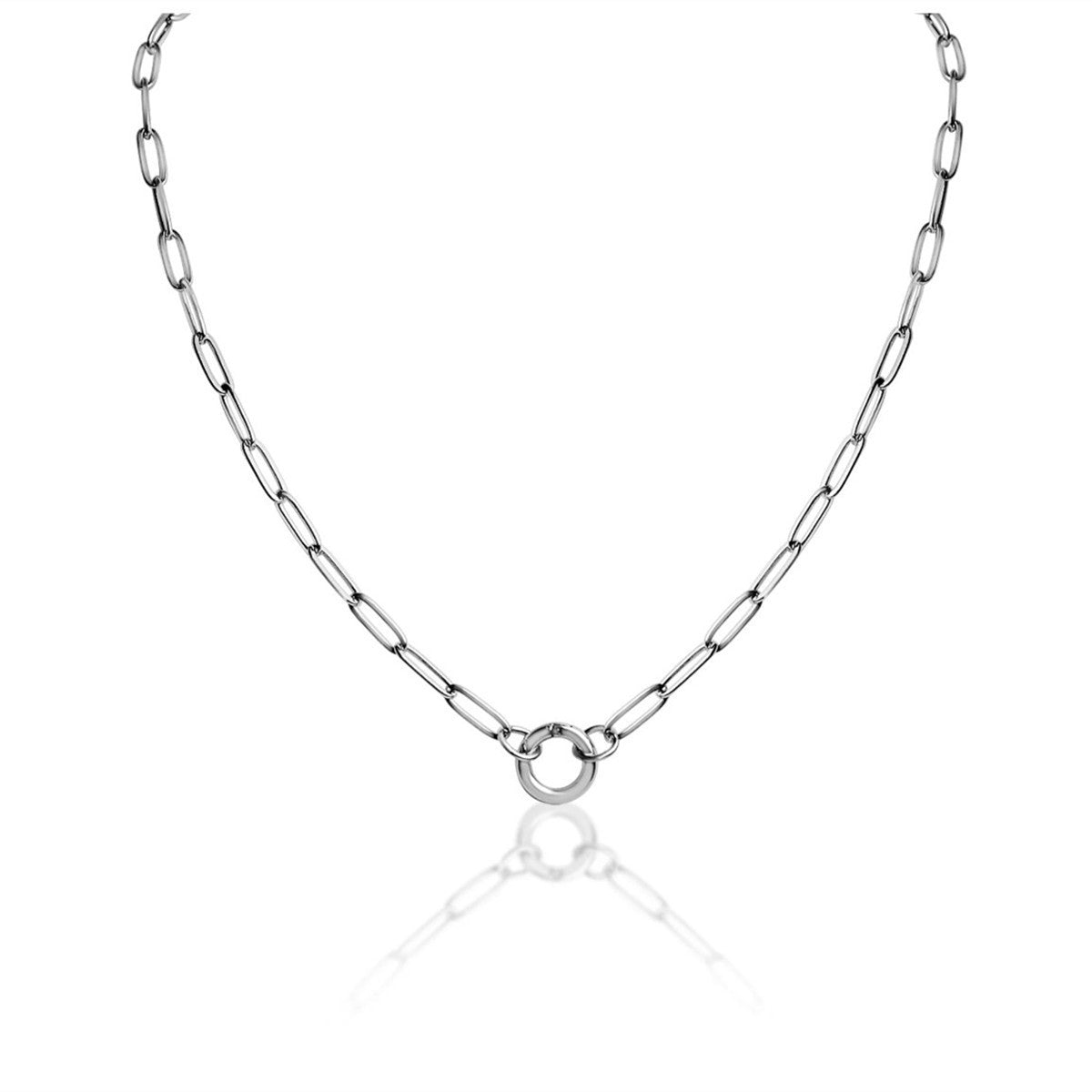 Wholesale Stainless Steel Paper Clip Circle Clavicle Necklaces ACC-NE-MS034