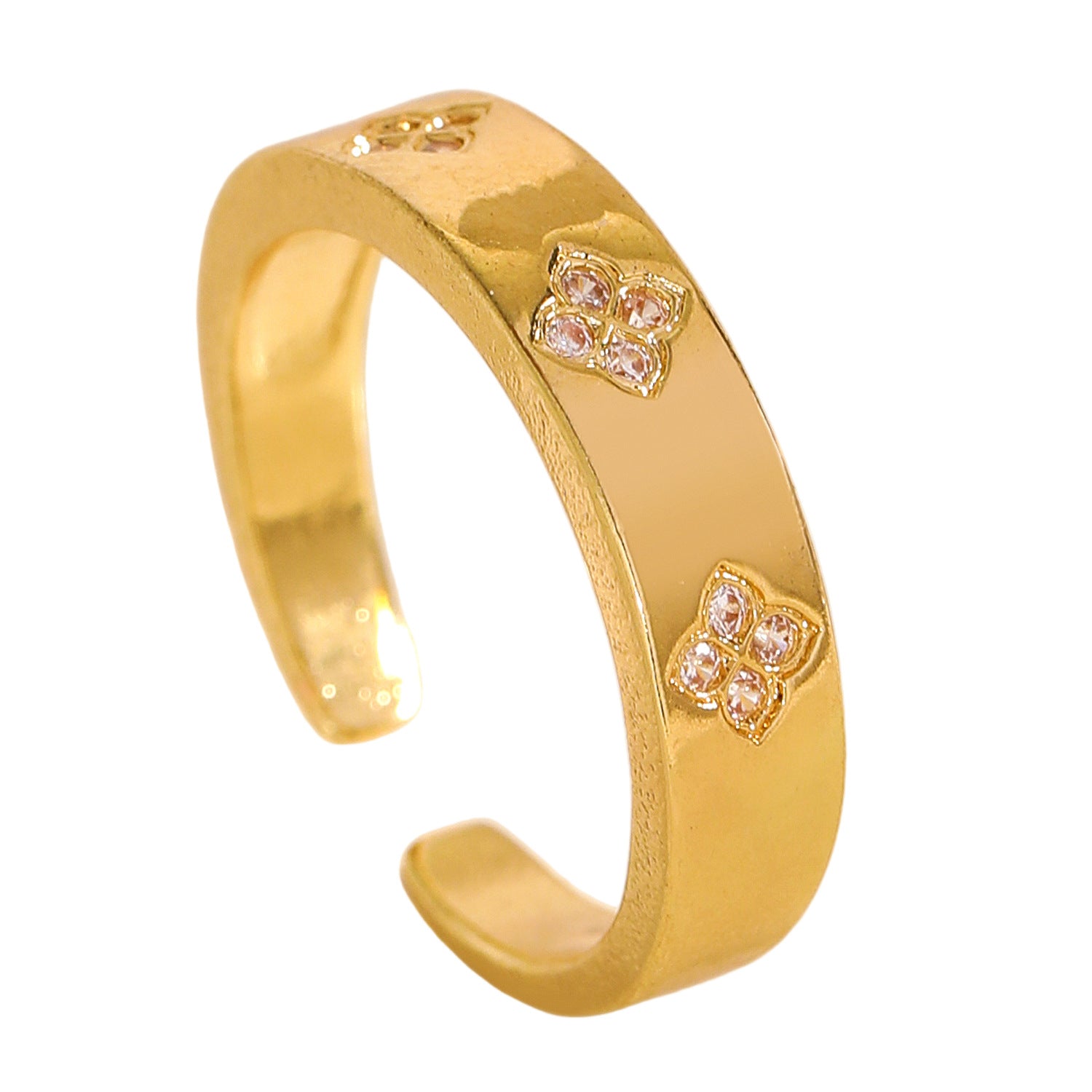 Wholesale Gold Plated Copper Floral Design Ring Fashion Accessory Gift Boutique