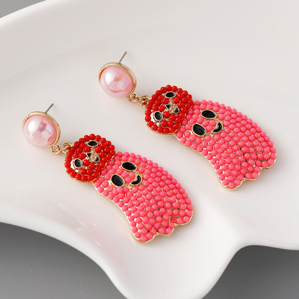 Wholesale Halloween Pumpkin Ghost Rice Bead Earrings ACC-ES-Jicai003