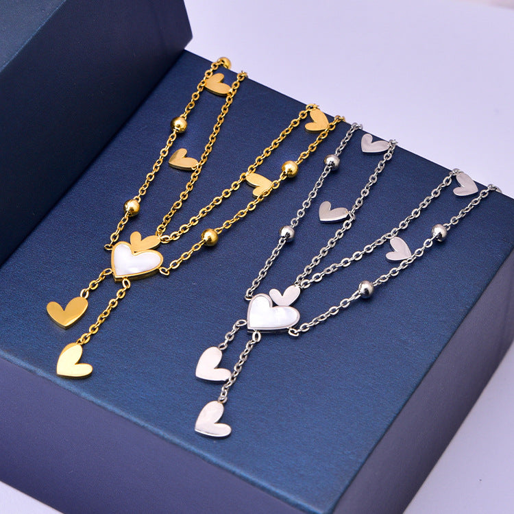 Wholesale  white shell love tassel anklet