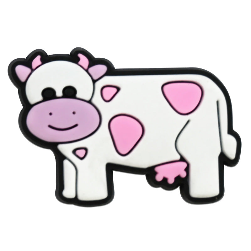 Random 100pcs Cute Cow PVC Soft Rubber Shoe Buckle Decoration ACC-SC-RYY067