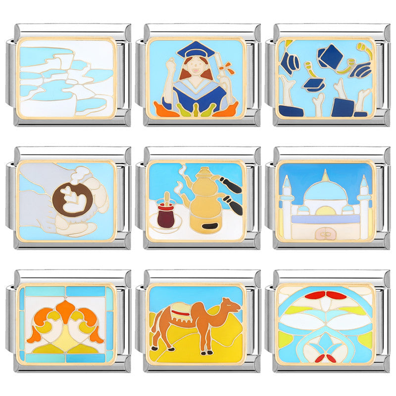 Wholesale Italian Charm Bracelet 9mm DIY Splicing Cute Cartoon Titanium Steel Composable Bracelet