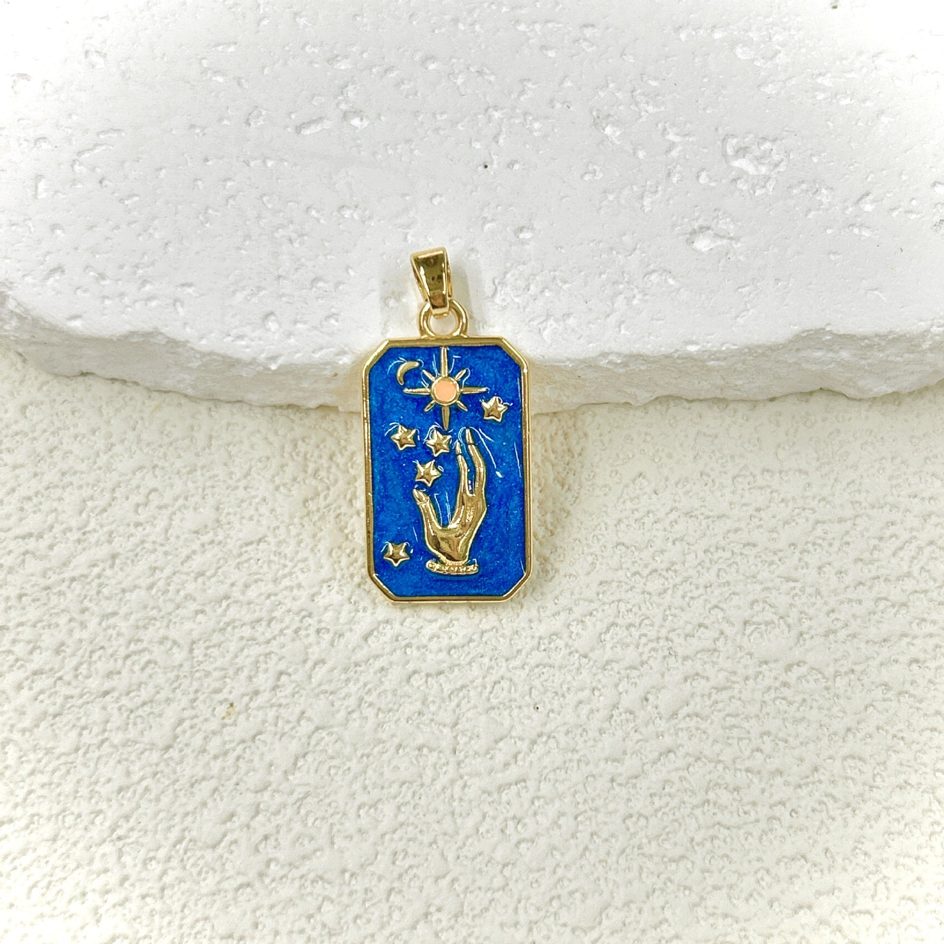 Wholesale 2pcs Oil Drop Tarot Sun Star Moon Pendant Copper All-match Necklace DIY Pendant Accessories