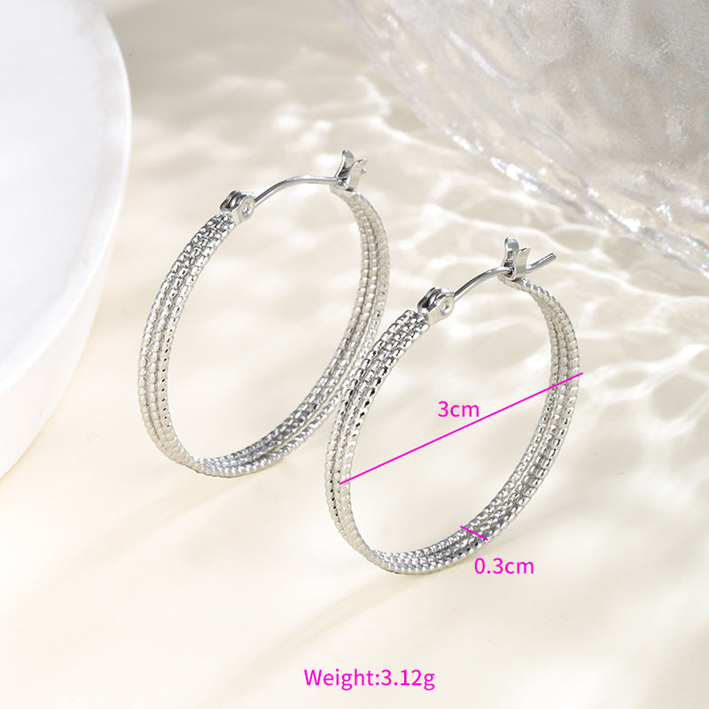 Wholesale Stainless steel heart-shaped large circle earrings
