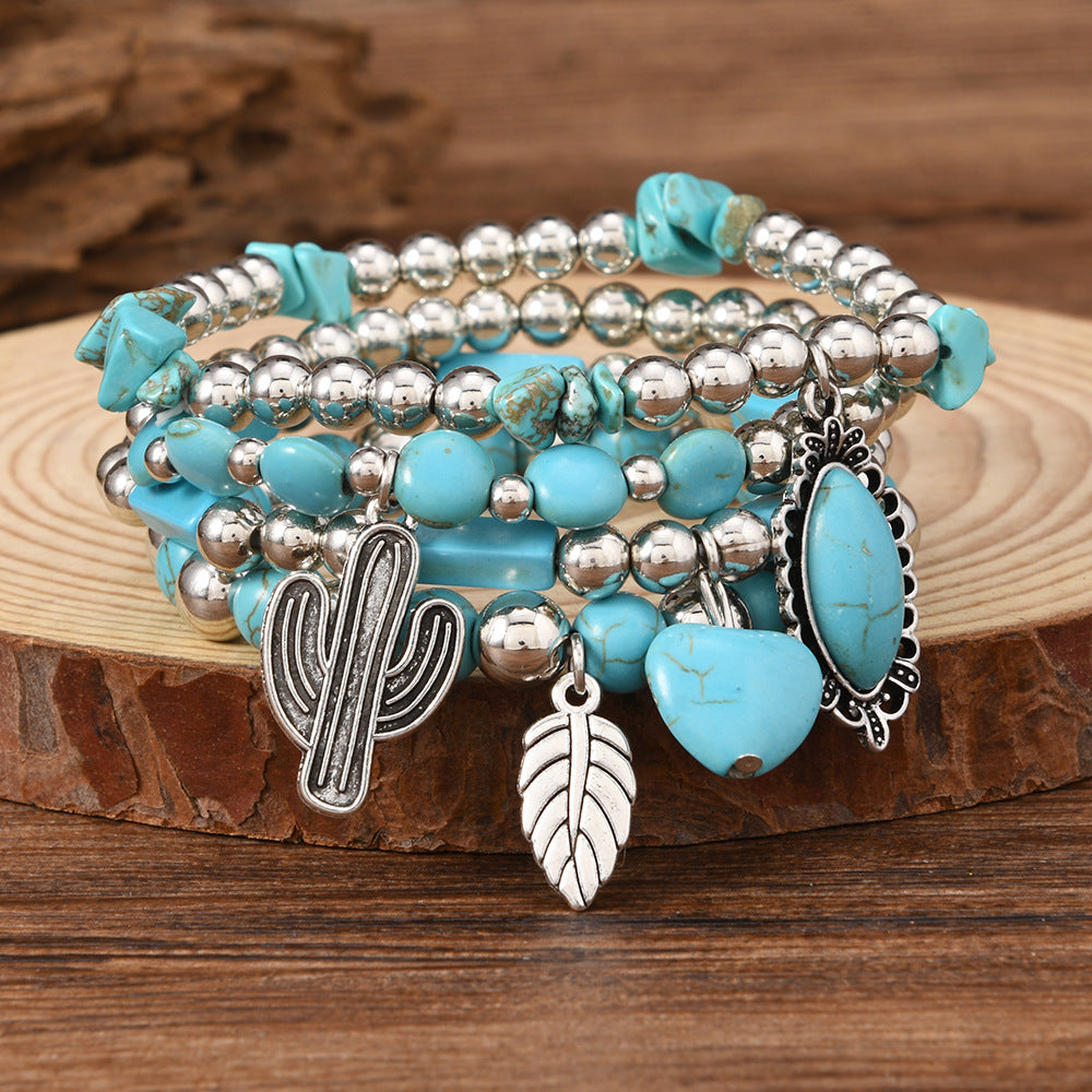 Wholesale Bohemian Turquoise Stackable Bracelet Set - Fashion Accessory for Everyday Wear