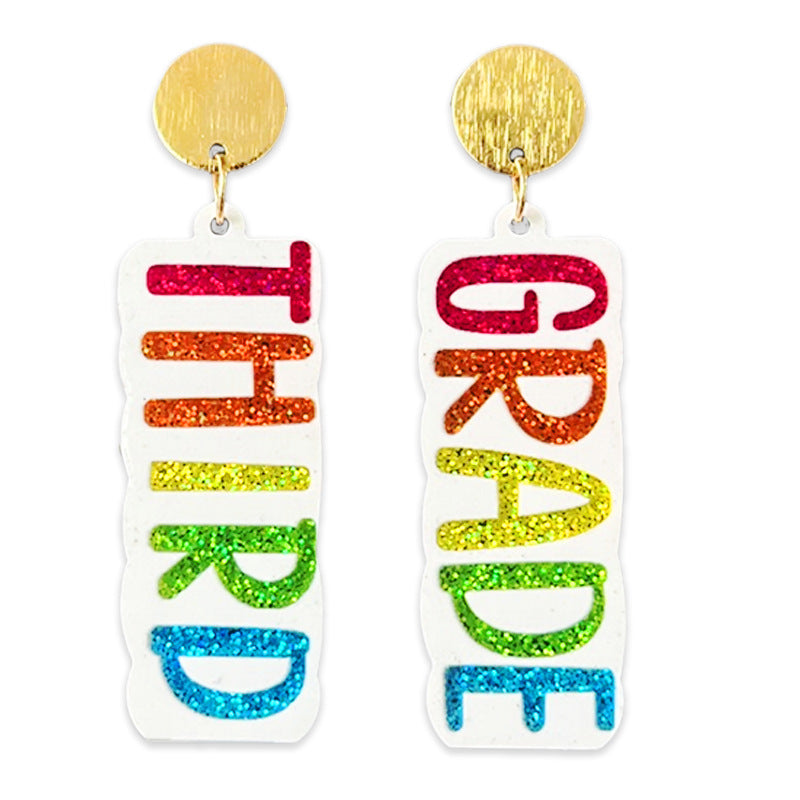 Wholesale Shiny colored earrings with words