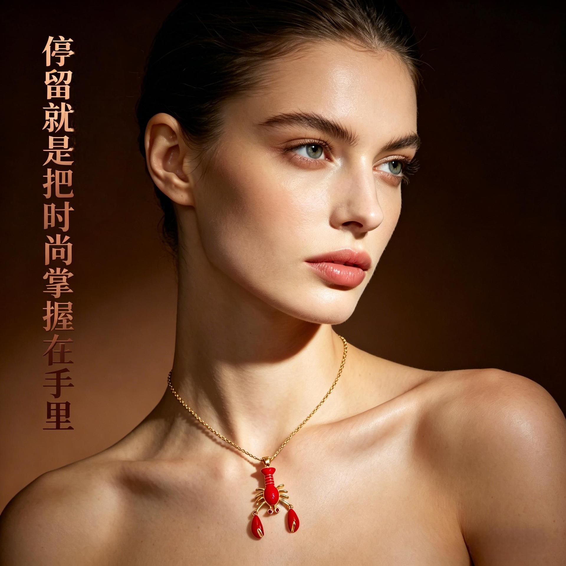 Wholesale Lobster Pendant Necklace Gold Tone Copper Niche Design Jewelry Accessory for Resale
