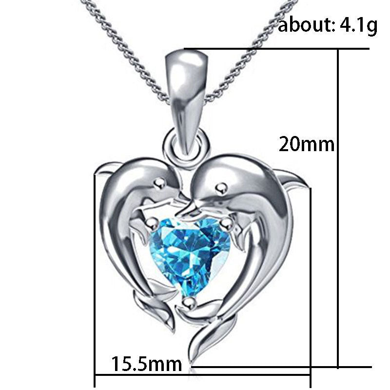Wholesale Cute Dolphin  Heart-Shaped Pendant Necklace