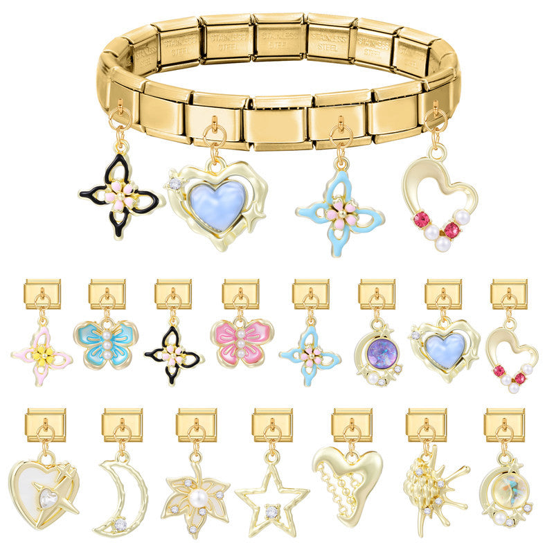 Wholesale Italian Charm Bracelet 9mm DIY Splicing Creative Pendant Stainless Steel Composable Bracelet