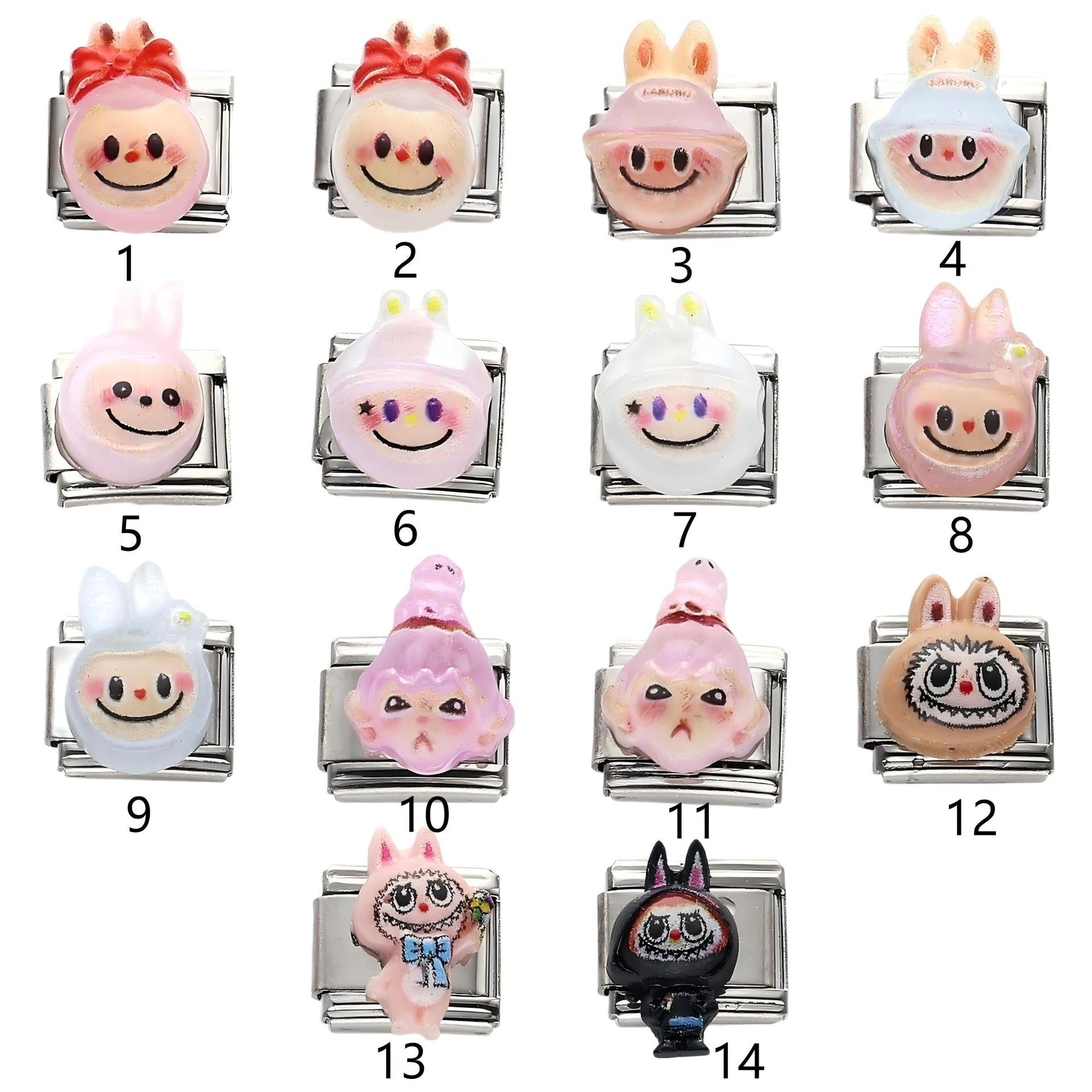 Wholesale 10pcs Italian Charm Bracelet 9mm DIY Splicing Cartoon Character Series Stainless Steel Composable Bracelet