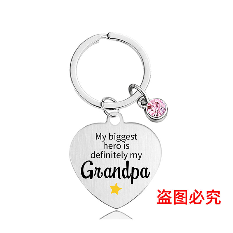 Wholesale Color Printed Pink Diamond Heart Shape Metal Keychain for Family and Friends Gifts Creative Keychain ACC-KC-Ganggu021