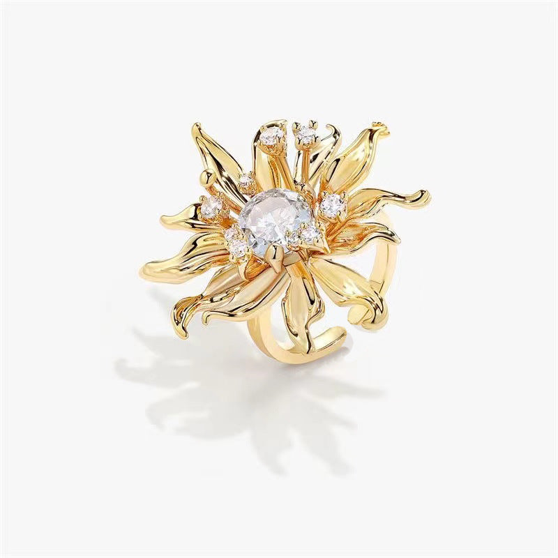Wholesale  Exaggerated Sun Flower Index Finger Ring