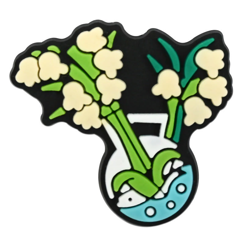 Wholesale Random 100pcs  floral vase series  PVC Soft Rubber Shoe Buckle Decoration