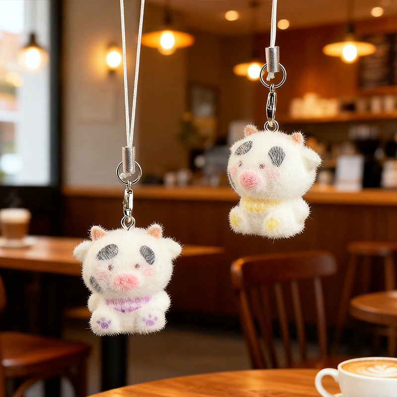 Wholesale Able flocked cow keychain