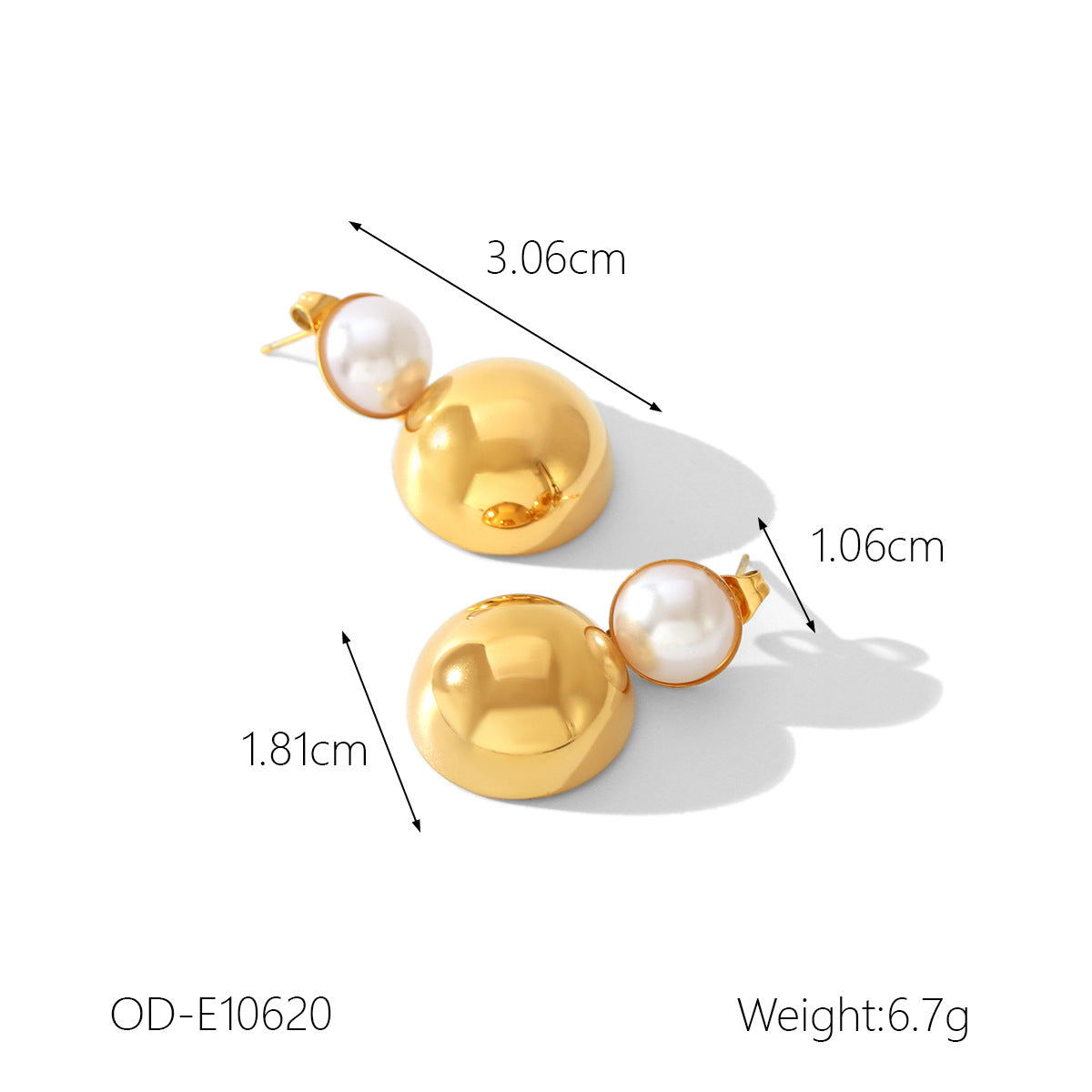 Wholesale  Light Luxury Earrings  Stainless Steel Plated 18K Gold Inlaid with Pearl Geometric Earrings