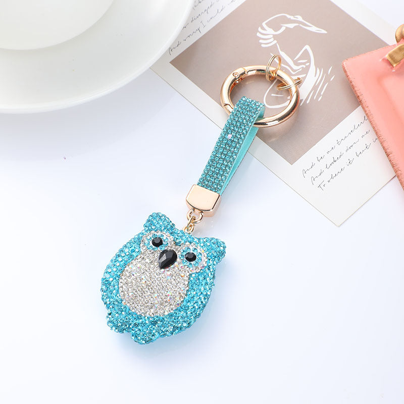 Wholesale diamond-studded owl keychain accessories cartoon cute car key ring bag pendant