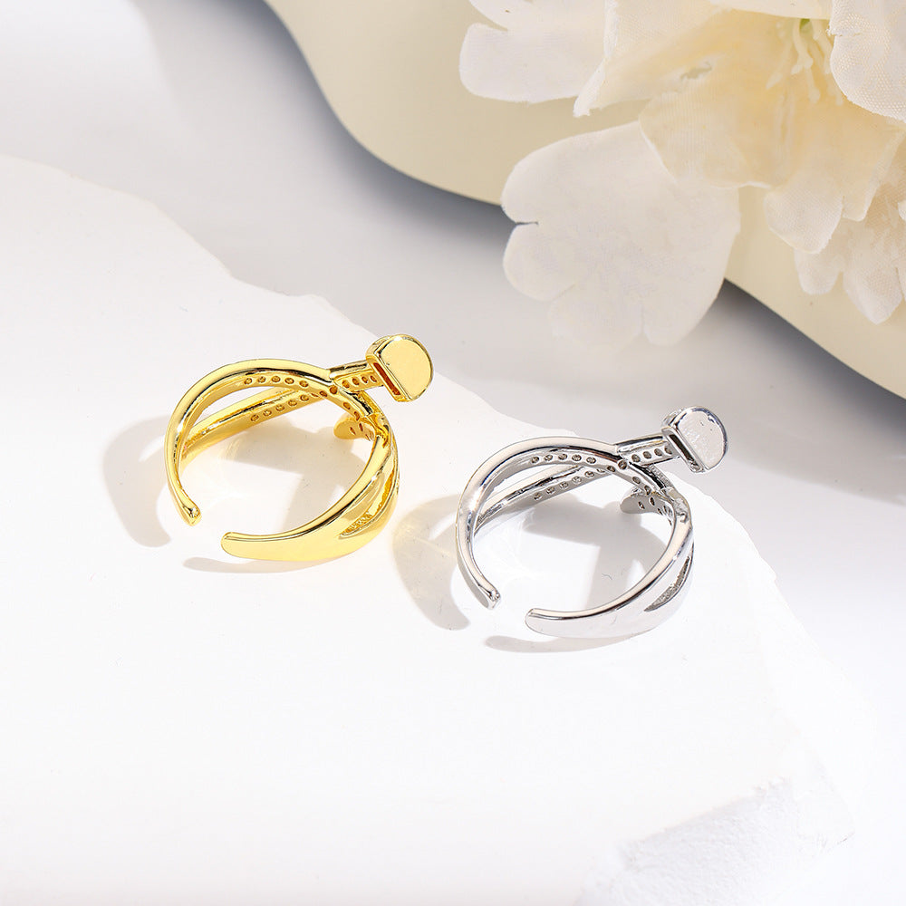 Wholesale Zircon stacking open ring