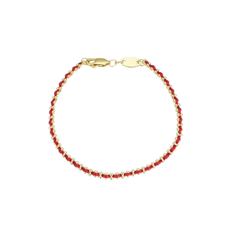 Wholesale Trendy Lucky Red String Woven Bracelet For Women White Gold Tone Accent Casual Everyday Jewelry Accessory Gift Boutique Resale