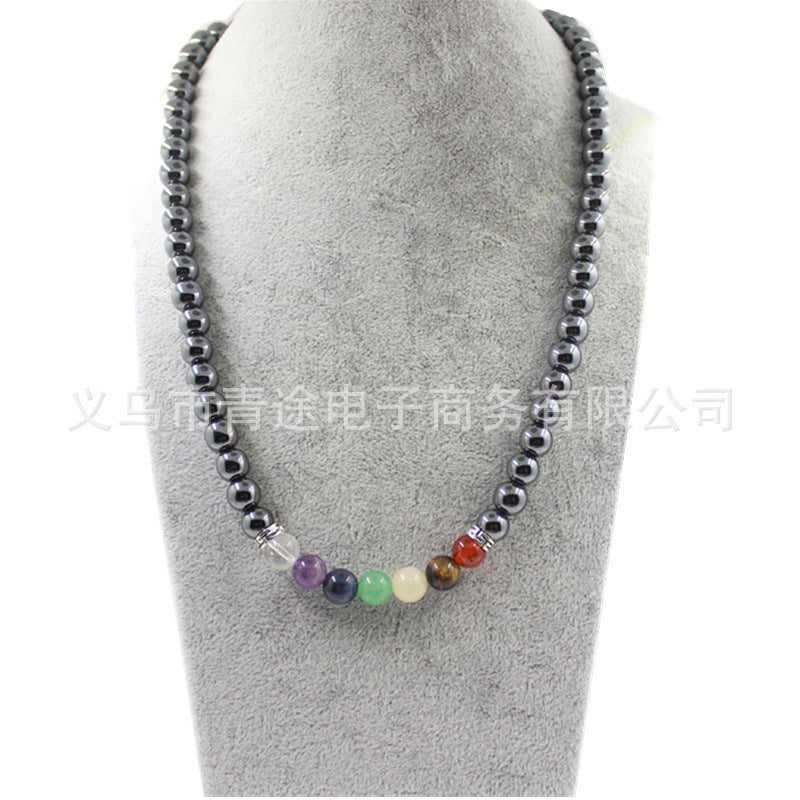 Wholesale 8mm colorful natural stone  volcanic stone beads colorful chain