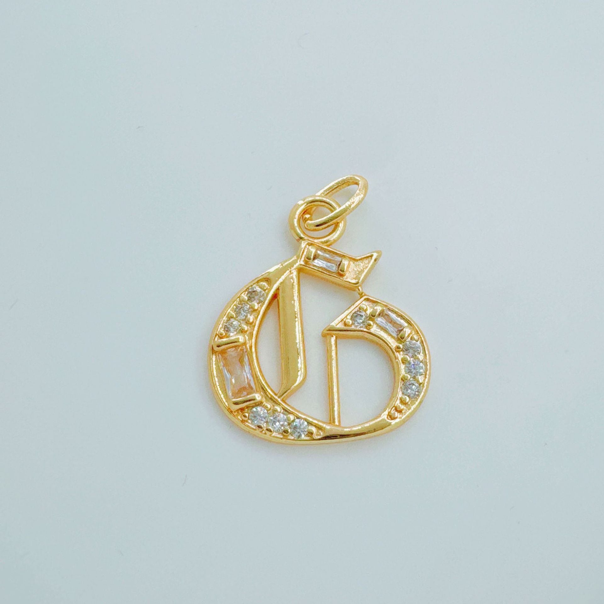 Wholesale Copper Gold-Plated Ice Sugar Letter Pendant Necklace European American Style Fashion Jewelry Accessory for Women