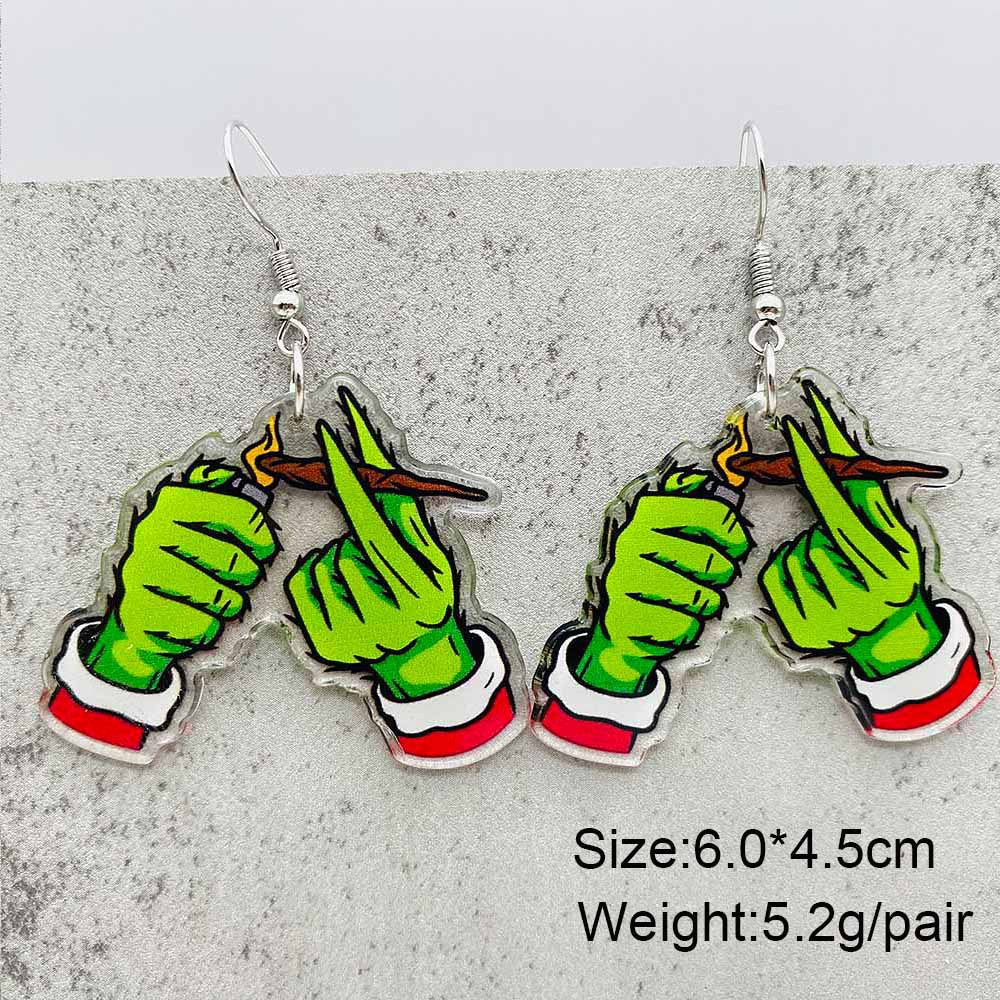 Wholesale  Christmas Acrylic Earrings  Red Santa Hat Christmas Tree Pendant Earrings