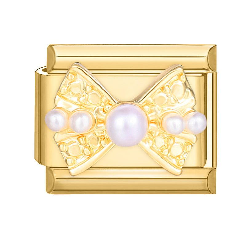 Wholesale Italian Beaded Bracelet 9mm DIY Splicing Removable Gold Bottom Diamond Pendant Series Stainless Steel Combinable Bracelet