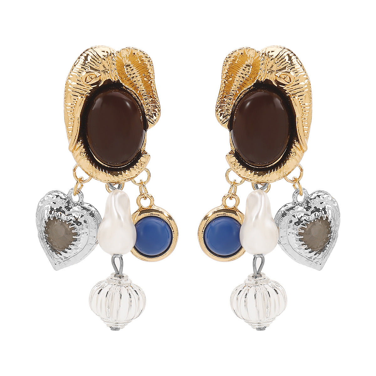 Wholesale retro pearl gem pendant earrings