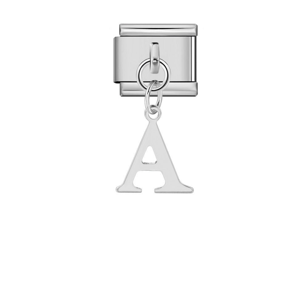 Wholesale Italian Charm Bracelet 9mm DIY Silver Simple Letter  Creative Stainless Steel Composable Bracelet