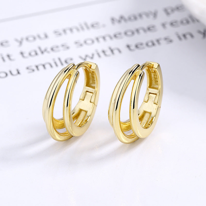 Wholesale S925 Sterling Silver Multi-layer Hollow Earrings