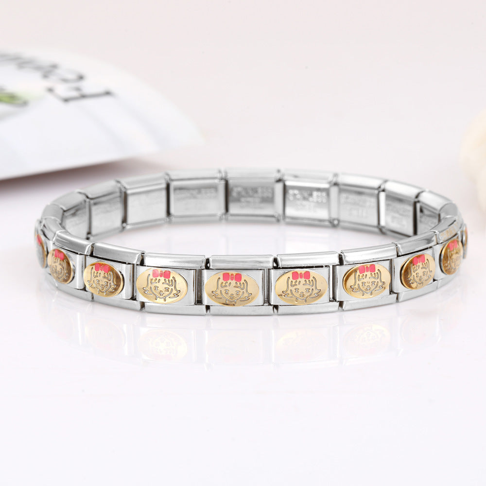 Wholesale 10pcs  Italian Charm Bracelet 9mm DIY Splicing Removable Flower Lipstick Series Stainless Steel Composable Bracelet