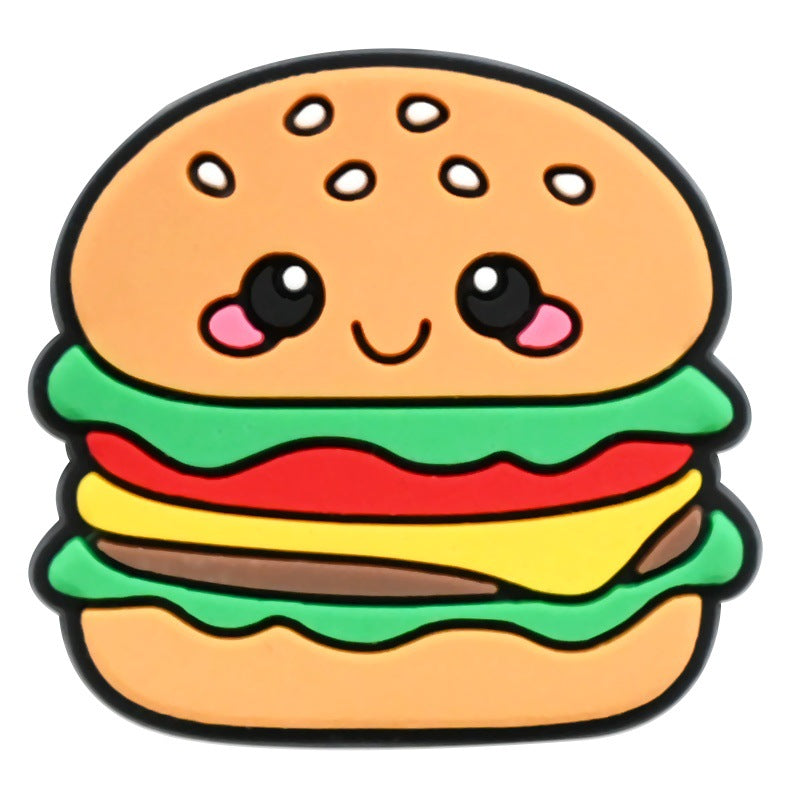 Wholesale Random 100pcs Cartoon Food Series  PVC Soft Rubber Shoe Buckle Decoration