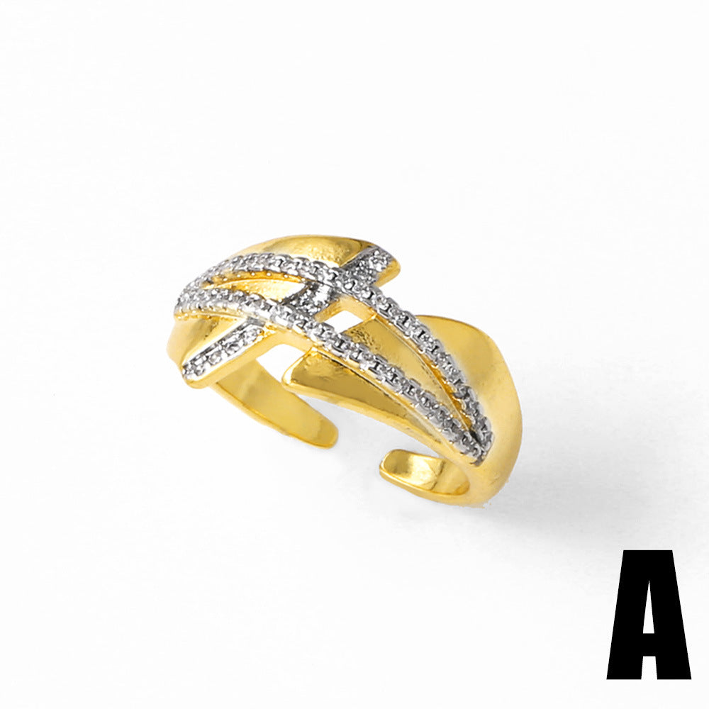 Wholesale two-color love gold-plated irregular open ring