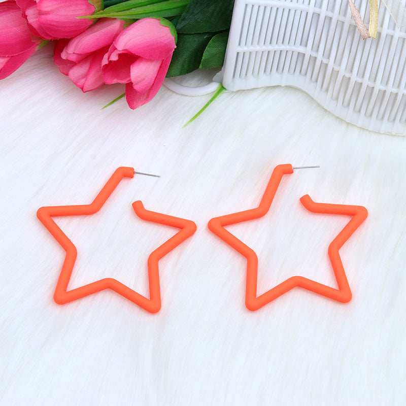 Wholesale  Geometric Five-pointed Star Spray Paint Earrings