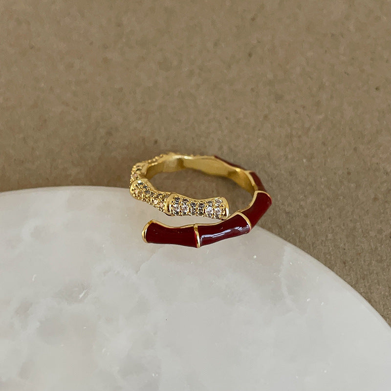 Wholesale  Red Oil Drop Flower Opening Ring