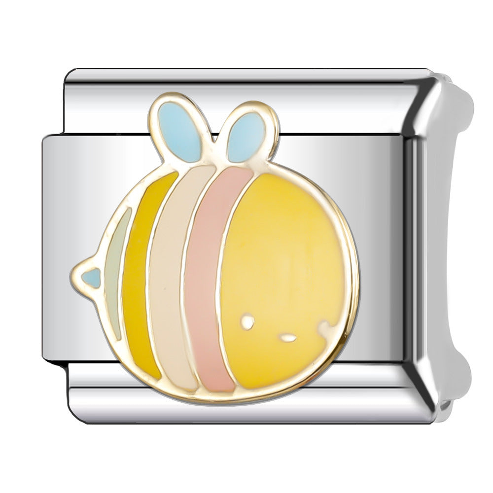 Wholesale Italian Charm Bracelet 9mm DIY Splicing Cute Cartoon Animal Stainless Steel Composable Bracelet