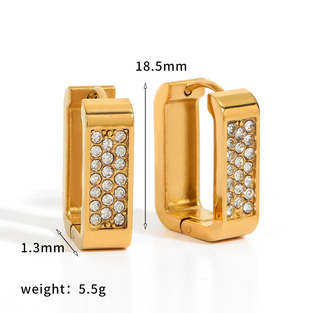Wholesale Vacuum-plated stainless steel earrings Inlaid with diamonds