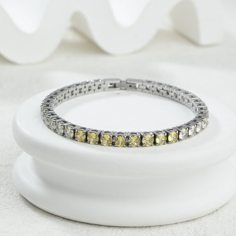 Wholesale  gradient zircon bracelet 4MM stainless steel polished jewelry