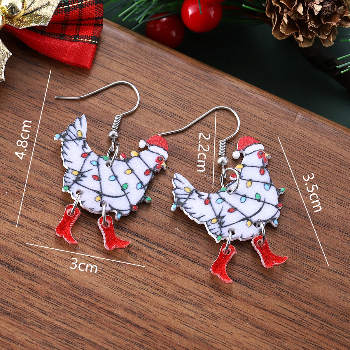 Wholesale Christmas lantern hen cowboy boots splicing pendant earrings