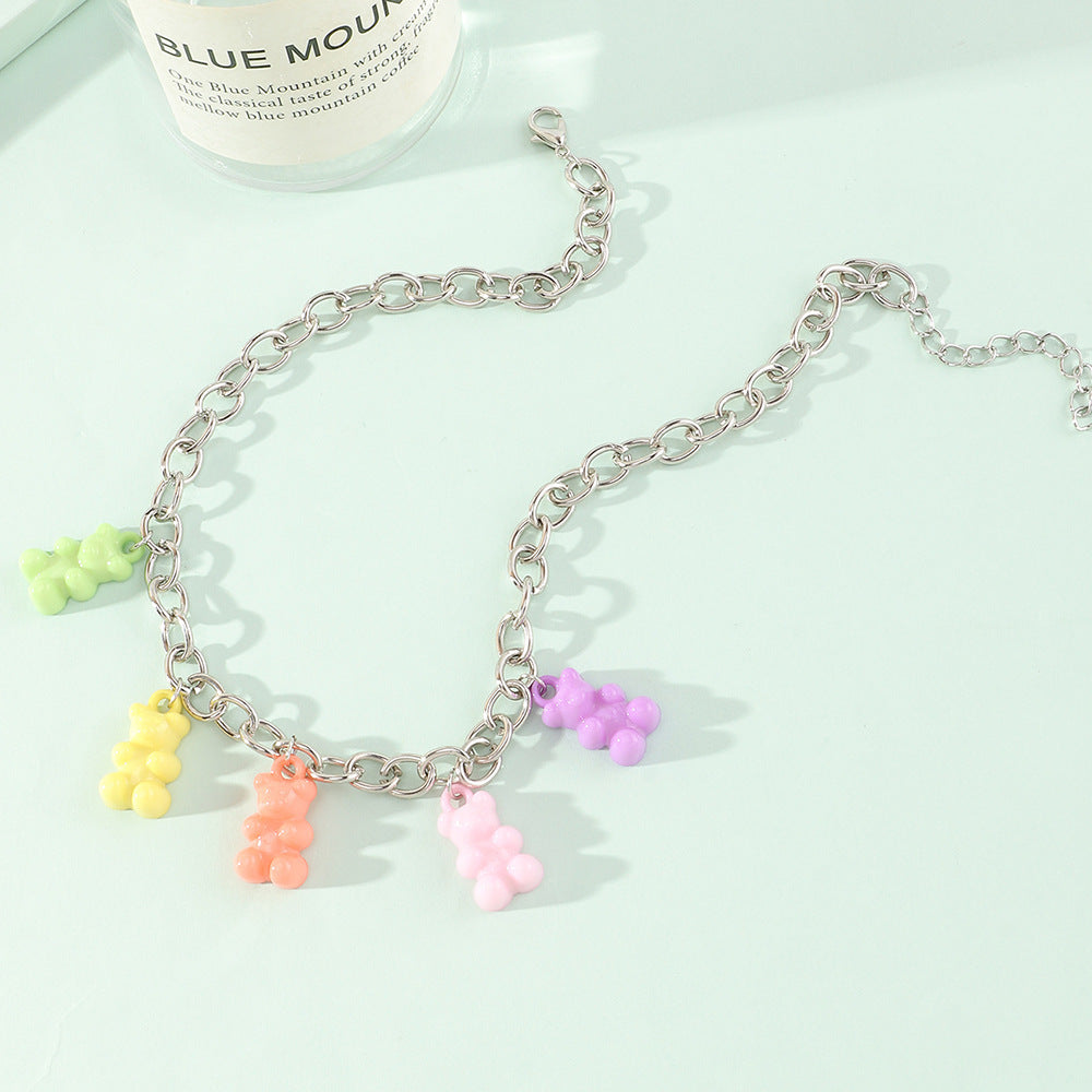Wholesale  Macaron Color Candy Color Bear Pendant Necklace