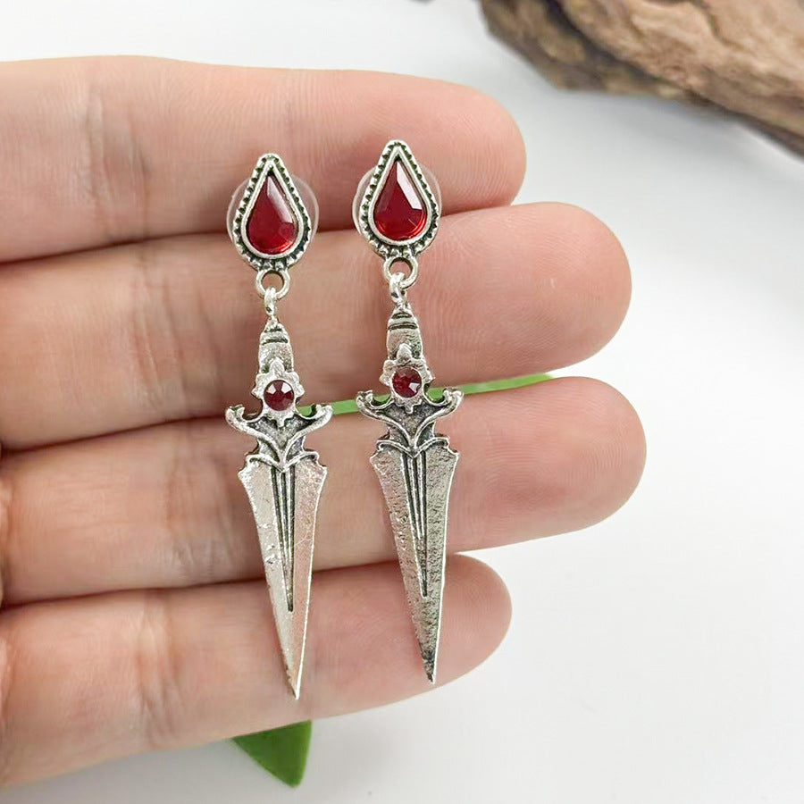 Wholesale  Retro Dark Gothic Dagger-Shaped Earrings