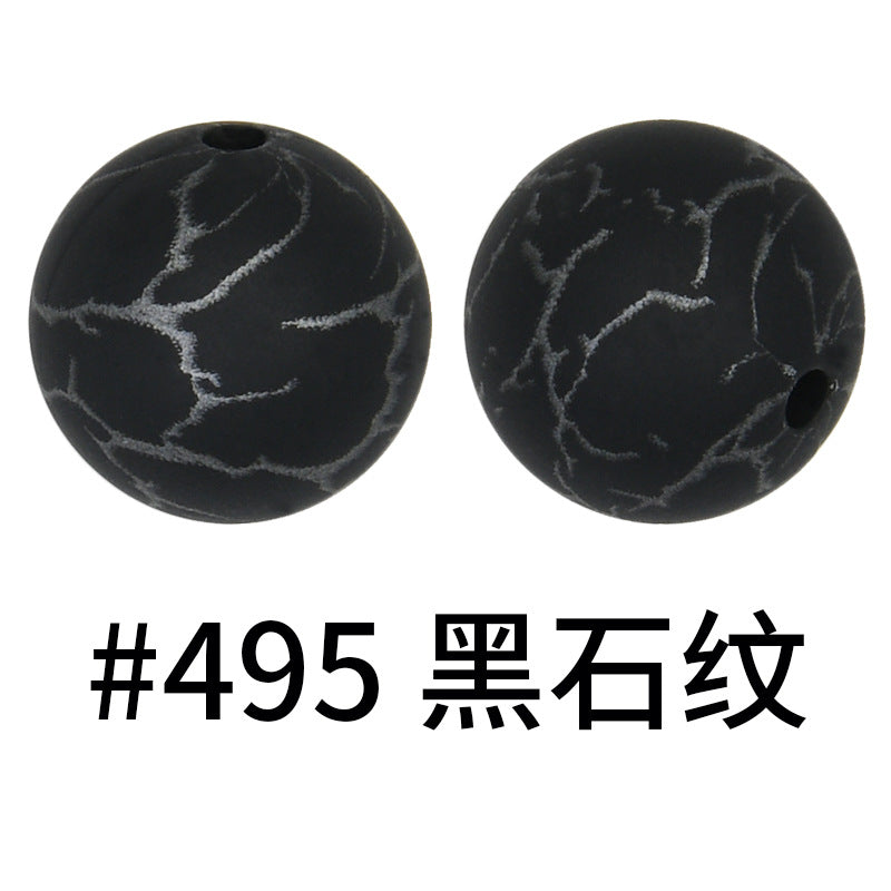 Wholesale 50pcs 15mm Colorful Crack Printed Silicone Balls DIY Beaded Accessories ACC-BDS-HeSheng050
